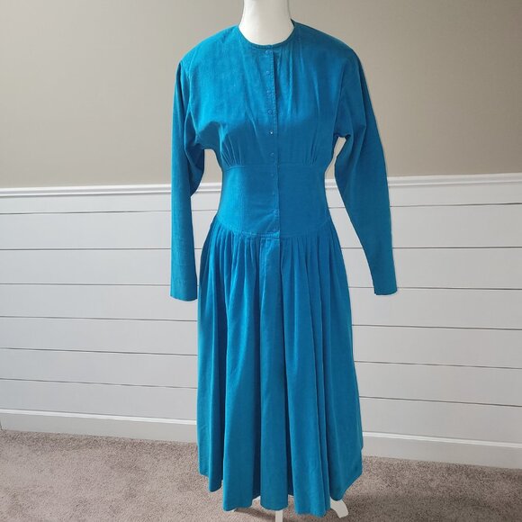 Liz Claiborne Casual Turquoise Soft Corduroy Dress - Picture 11 of 15
